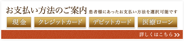 お支払い方法のご案内 患者様にあったお支払い方法を選択可能です　詳しくはこちら